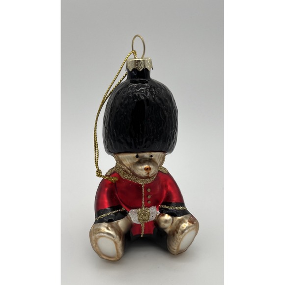 Royal Collection Guardsman Bear Glass Christmas Ornament London‎ - Picture 1 of 13